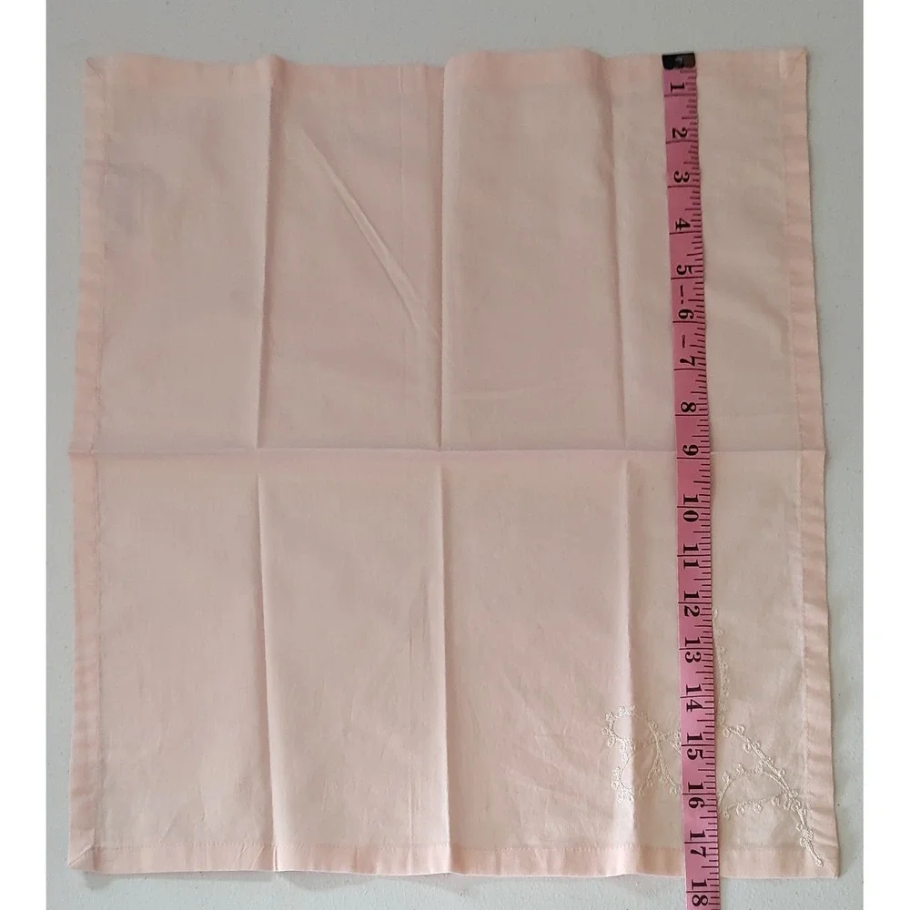 Villeroy and‎ Boch Embroidered Napkins Cotton Light Pink Peach Set of Four